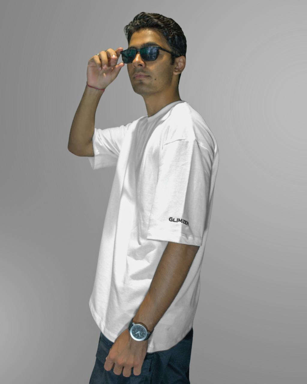 STONE MILK: Glimzen Premium Oversized Tee Off White