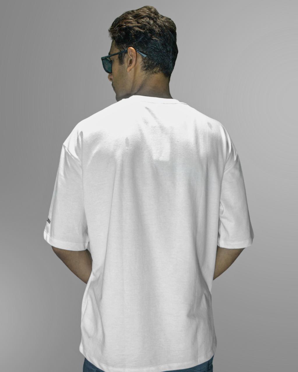 STONE MILK: Glimzen Premium Oversized Tee Off White