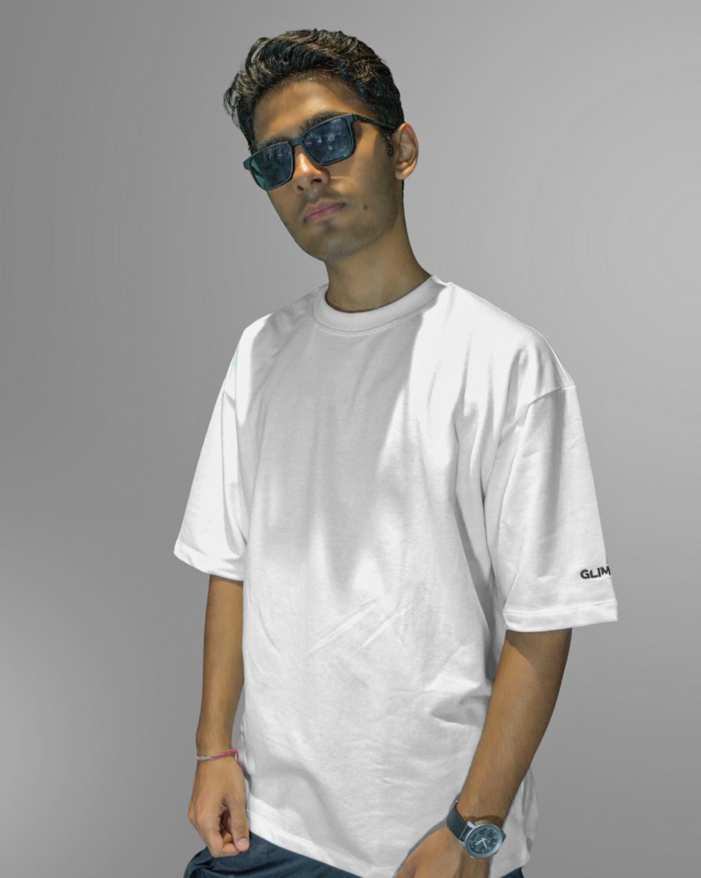 STONE MILK: Glimzen Premium Oversized Tee Off White