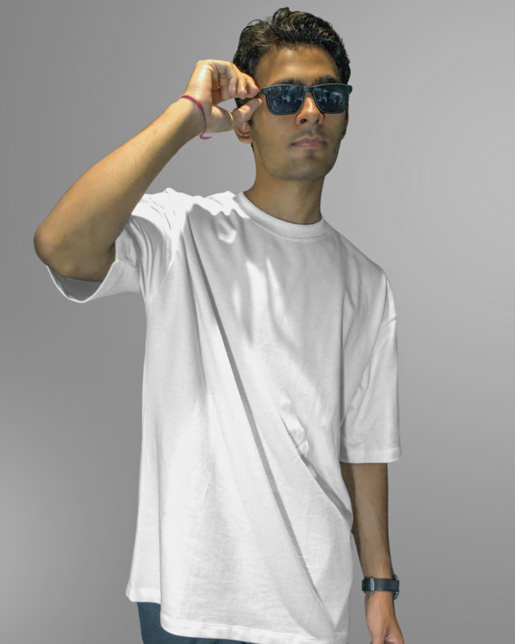 STONE MILK: Glimzen Premium Oversized Tee Off White