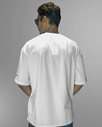 STONE MILK: Glimzen Premium Oversized Tee Off White
